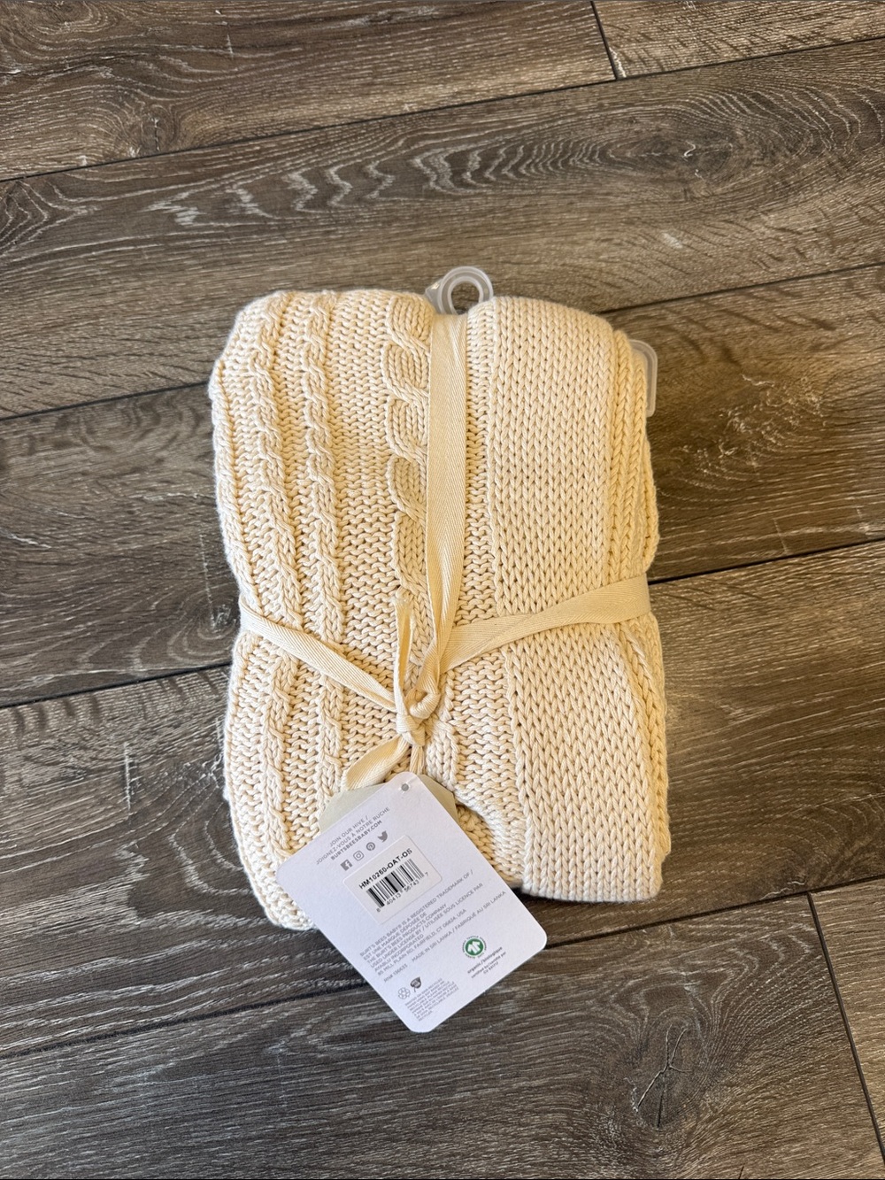 Cream Cable Knit Throw Blanket - Neutral Home Accent